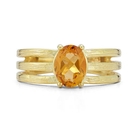 14K Gold 1.17CT Oval Citrine Cocktail Ring