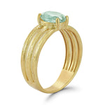 14K Gold 1.1CT Oval Green Amethyst Cocktail Ring