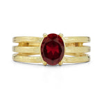 14K Gold 1.66CT Oval Garnet Cocktail Ring