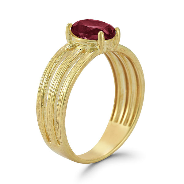 14K Gold 1.66CT Oval Garnet Cocktail Ring