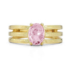 14K Gold 1.11CT Oval Rose Quartz Cocktail Ring