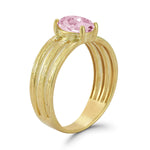 14K Gold 1.11CT Oval Rose Quartz Cocktail Ring