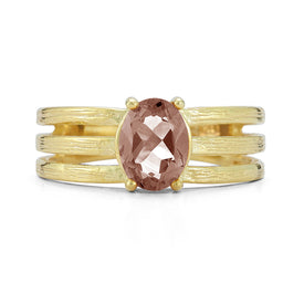 14K Gold 1.17CT Oval Smokey Topaz Cocktail Ring