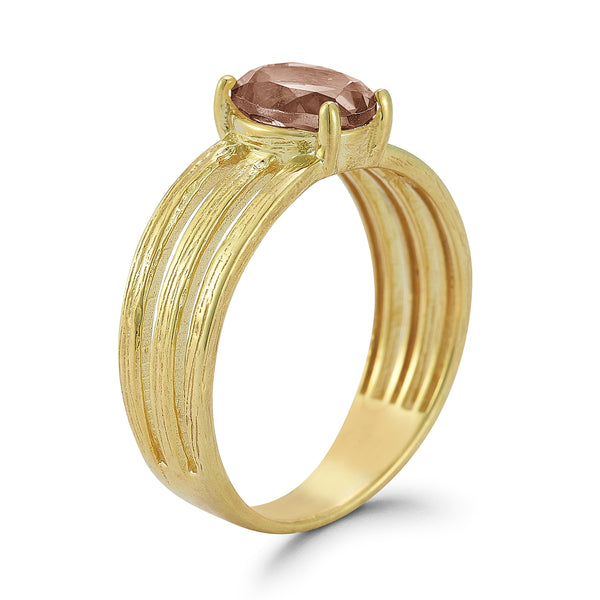 14K Gold 1.17CT Oval Smokey Topaz Cocktail Ring