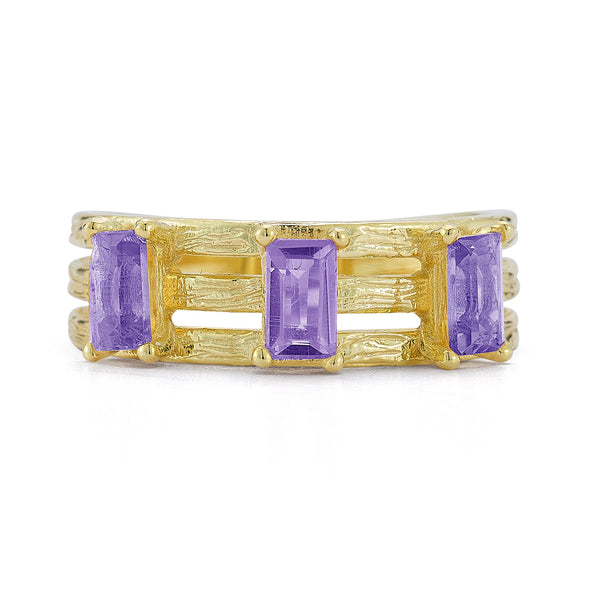 14K Gold 0.96CT Amethyst Cut-Out Cocktail Ring