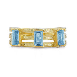 14K Gold 1.05CT Blue Topaz Cut-Out Cocktail Ring