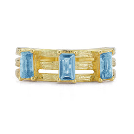 14K Gold 1.05CT Blue Topaz Cut-Out Cocktail Ring