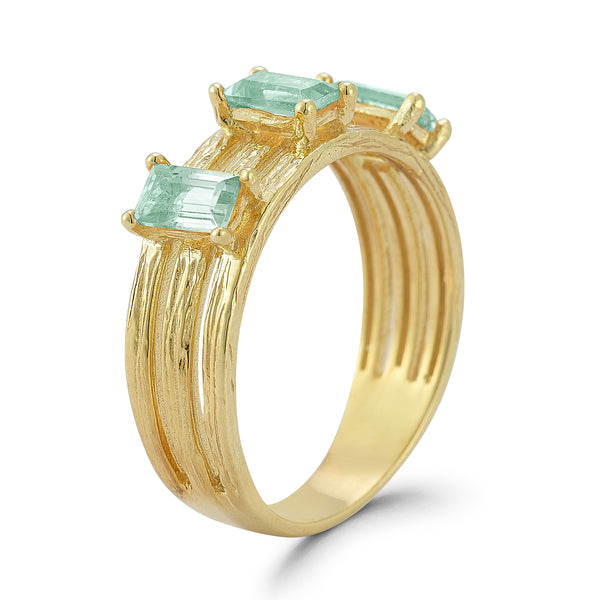 14K Gold 0.9CT Green Amethyst Cut-Out Cocktail Ring