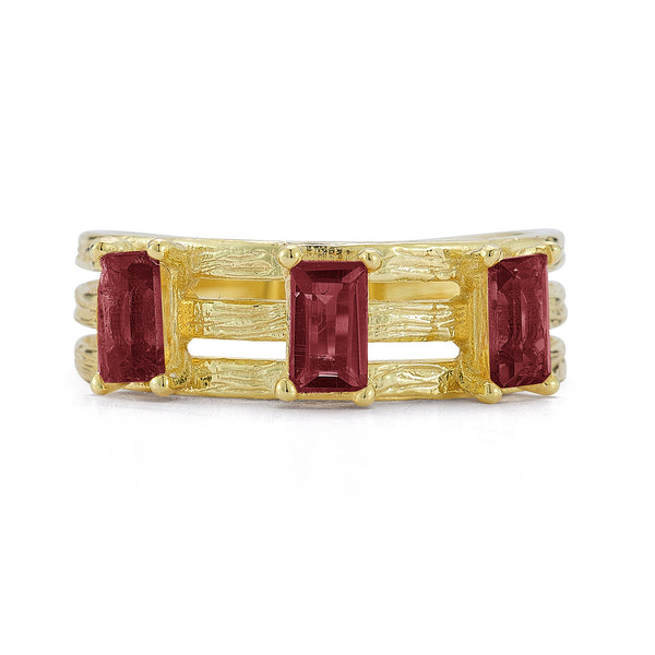 14K Gold 1.05CT Garnet Cut-Out Cocktail Ring