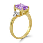 14K Gold 0.09 ct. tw. Diamond & 1.3CT Amethyst Cocktail Ring