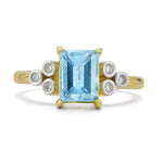 14K Gold 0.09 ct. tw. Diamond & 2.5CT Blue Topaz Cocktail Ring