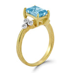 14K Gold 0.09 ct. tw. Diamond & 2.5CT Blue Topaz Cocktail Ring