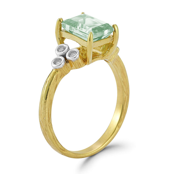 14K Gold 0.09 ct. tw. Diamond & 1.5CT Green Amethyst Cocktail Ring