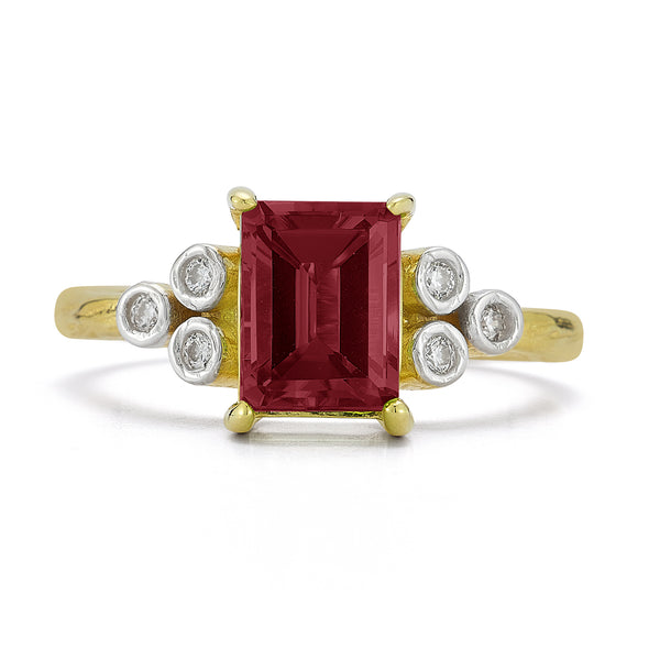 14K Gold 0.09 ct. tw. Diamond & 2.5CT Garnet Cocktail Ring