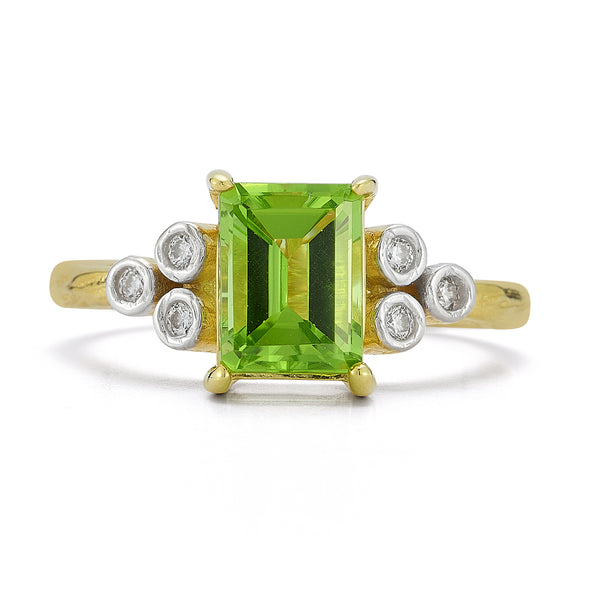 14K Gold 0.09 ct. tw. Diamond & 1.5CT Peridot Cocktail Ring