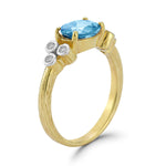 14K Gold 0.09 ct. tw. Diamond & 1.5CT Blue Topaz Cocktail Ring