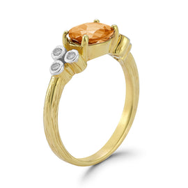 14K Gold 0.09 ct. tw. Diamond & 1.17CT Citrine Cocktail Ring