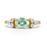 14K Gold 0.09 ct. tw. Diamond & 1.1CT Green Amethyst Cocktail Ring