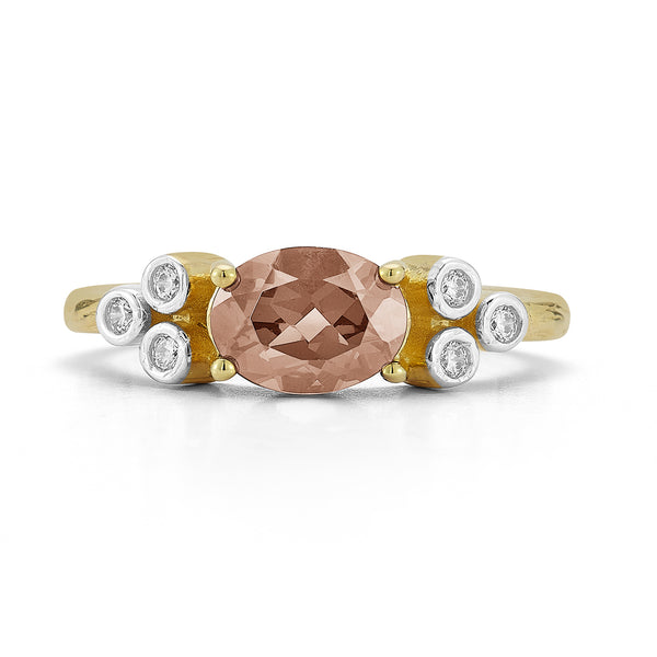 14K Gold 0.09 ct. tw. Diamond & 1.17CT Smokey Topaz Cocktail Ring