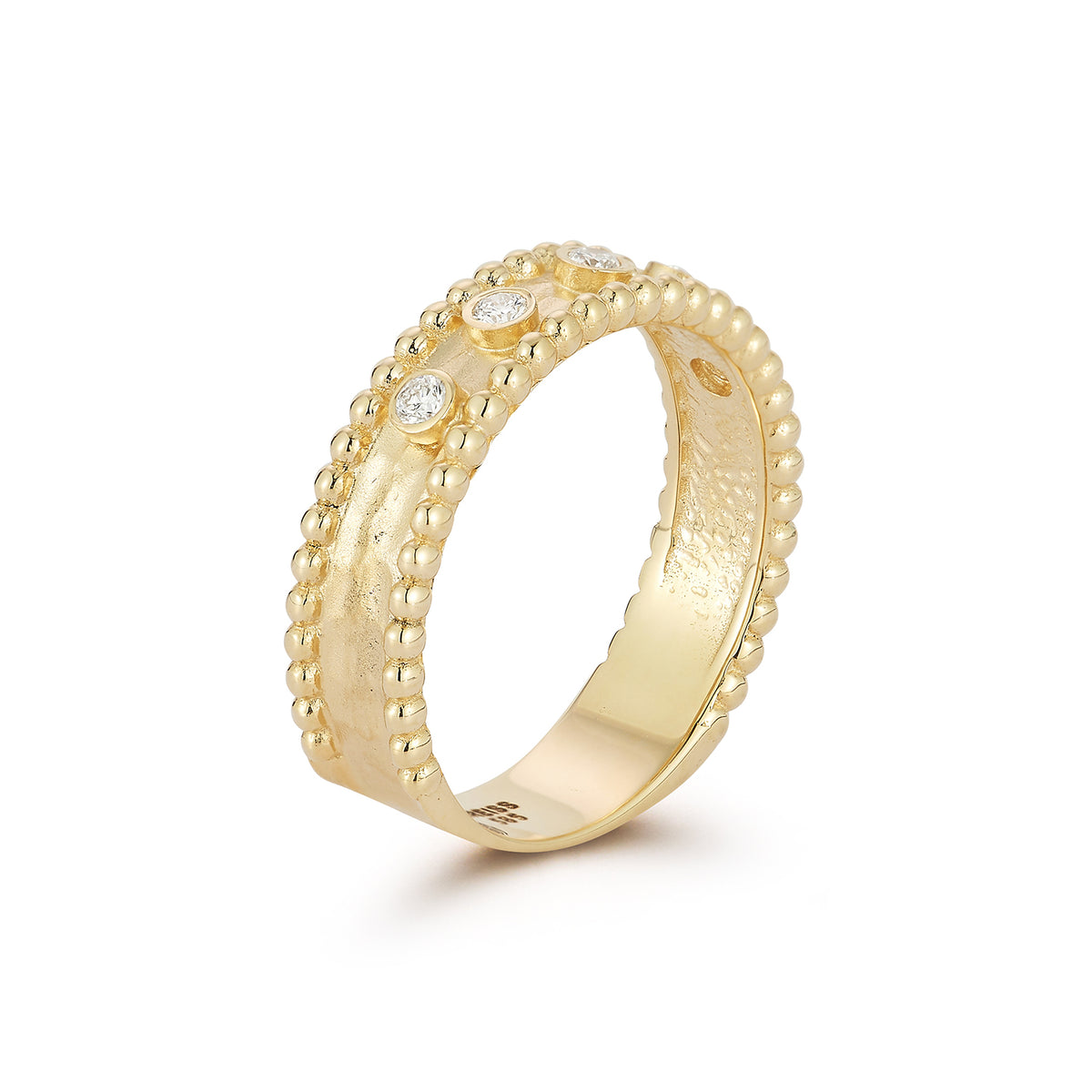 14K Gold 0.13 ct. tw. Lab Grown 5.5mm Beaded Ring