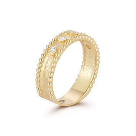 14K Gold 0.13 ct. tw. Lab Grown 5.5mm Beaded Ring