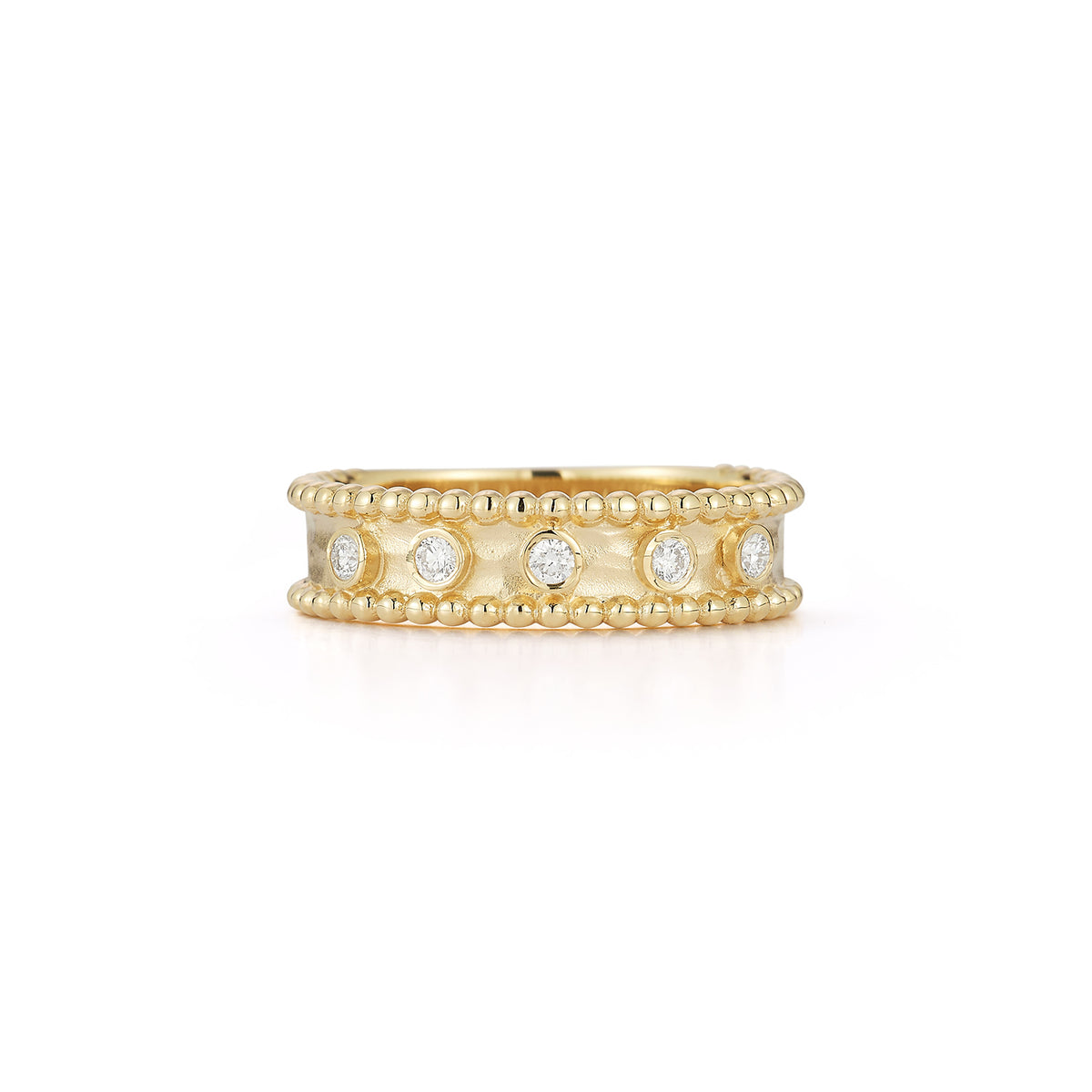 14K Gold 0.13 ct. tw. Lab Grown 5.5mm Beaded Ring