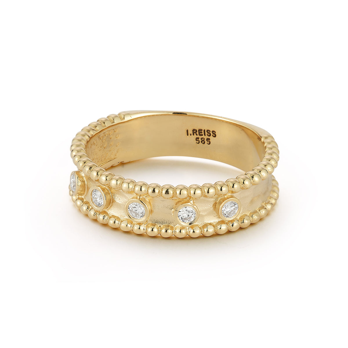 14K Gold 0.13 ct. tw. Lab Grown 5.5mm Beaded Ring