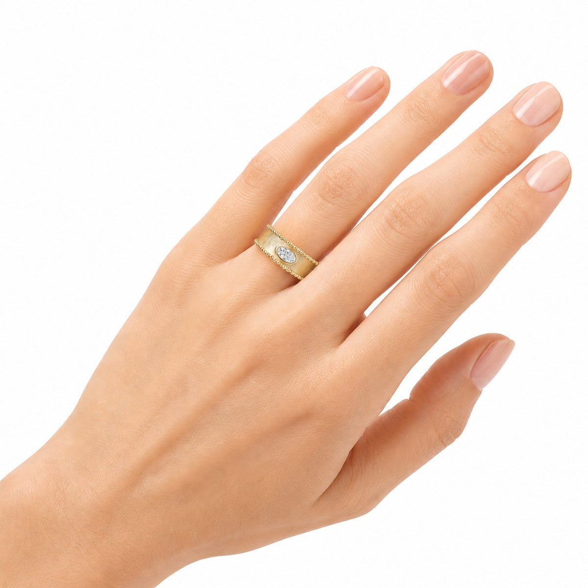 14K Gold 0.25 ct. tw. Lab Grown 8mm Beaded Ring