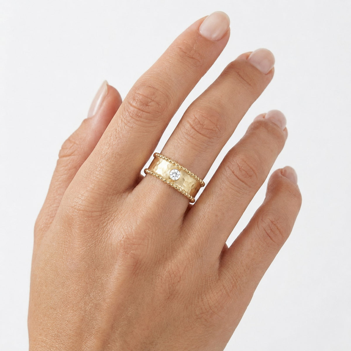 14K Gold 0.15 ct. tw. Lab Grown 8mm Beaded Ring