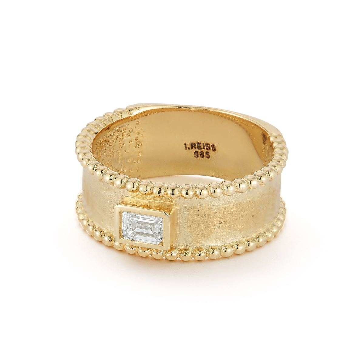 14K Gold 0.25 ct. tw. Lab Grown 8mm Rectangle Diamond Beaded Ring