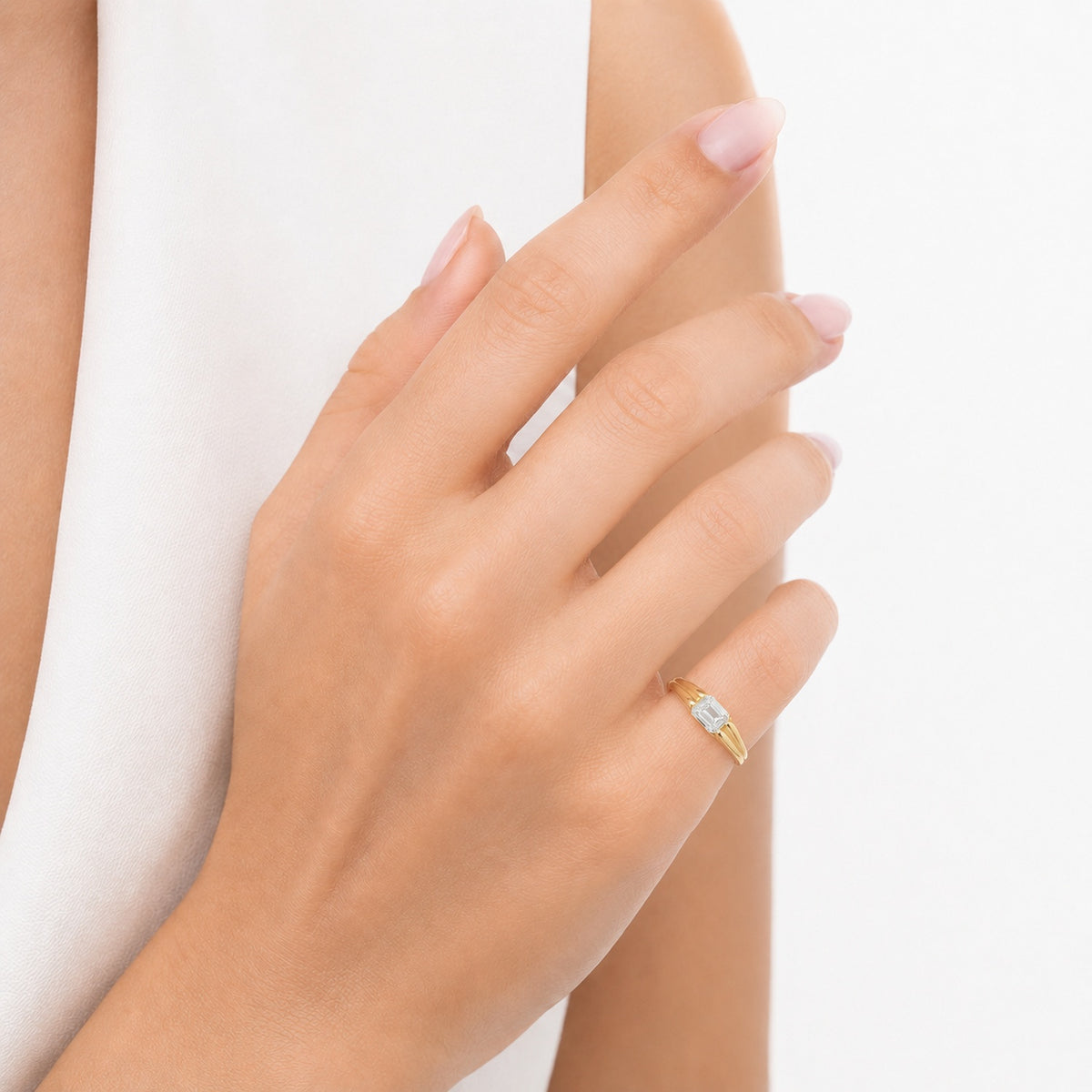 14K Gold 0.75 ct. tw. Lab Grown Rectangle Pinky Ring