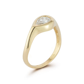 14K Gold 0.75 ct. tw. Lab Grown Tear-Drop Diamond Pinky Ring
