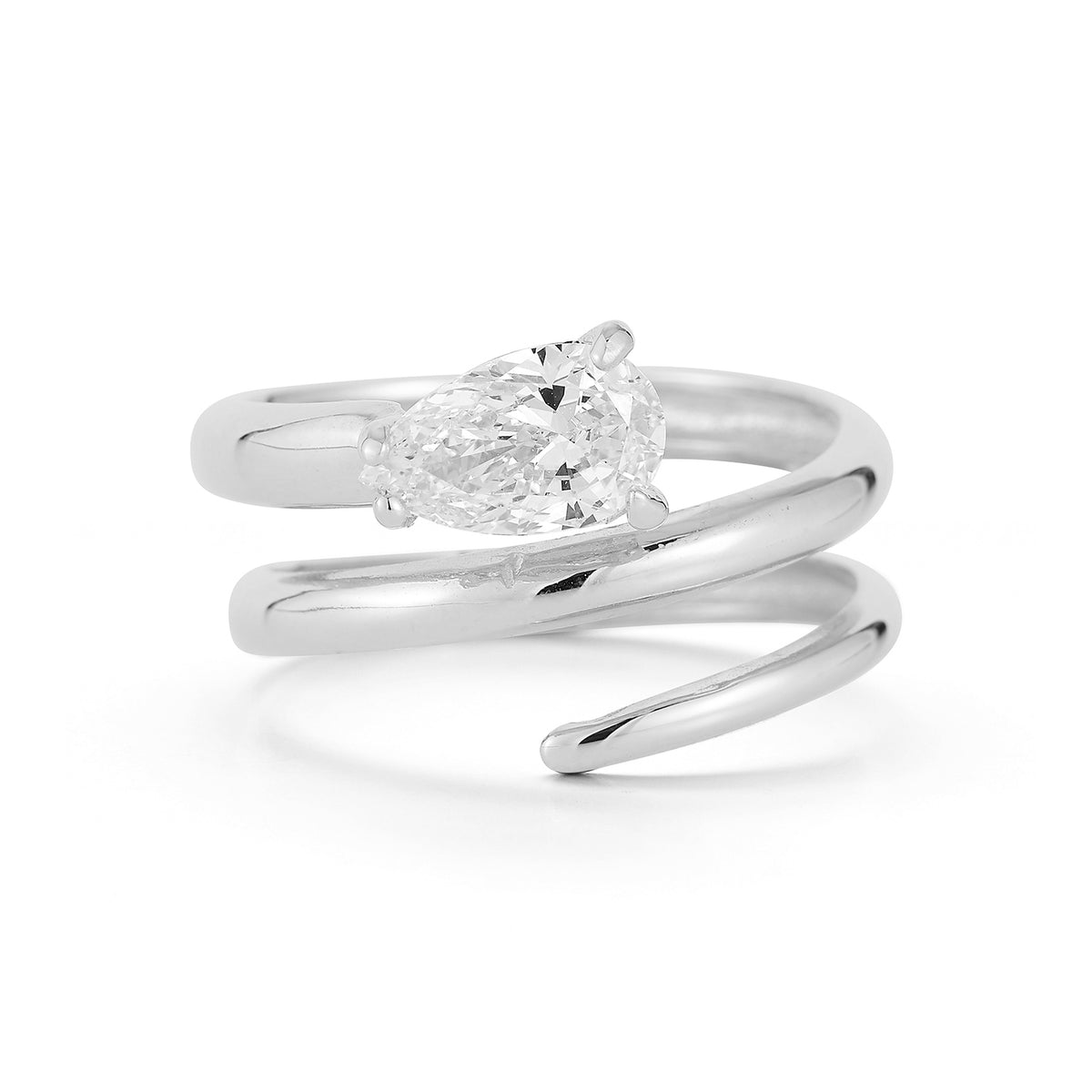 14K Gold 1.0 ct. tw. Lab Grown Tear-Drop Diamond Cocktail Ring