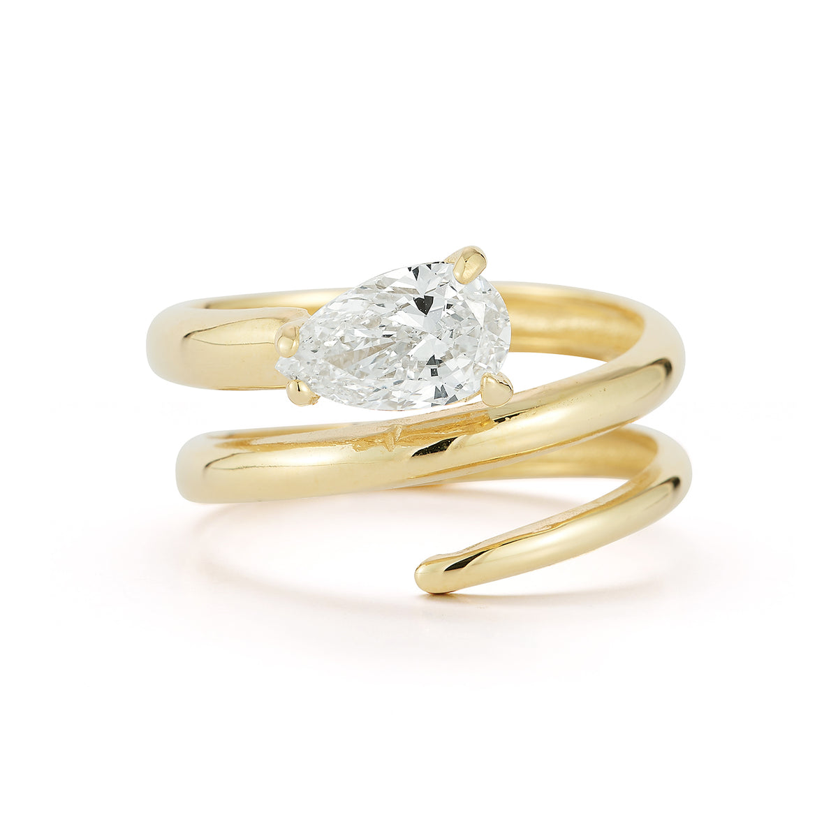 14K Gold 1.0 ct. tw. Lab Grown Tear-Drop Diamond Cocktail Ring