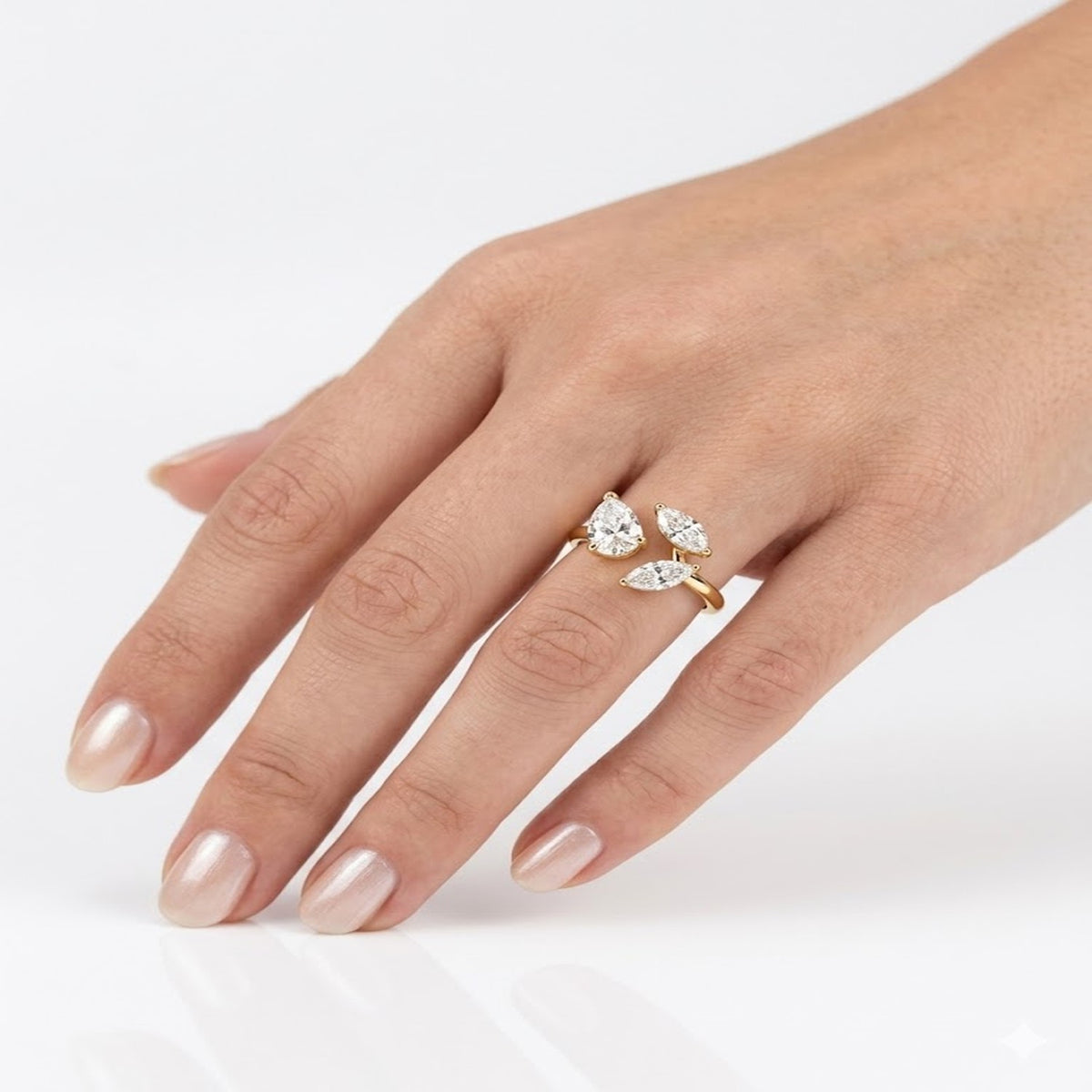 14K Gold 1.0 ct. tw. Lab Grown Diamond Leaf Ring