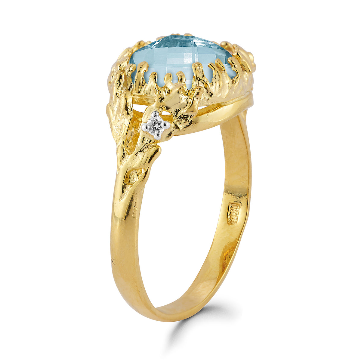14K Gold 0.03 ct. tw. Diamond & 4.25CT Blue Topaz Cocktail Ring