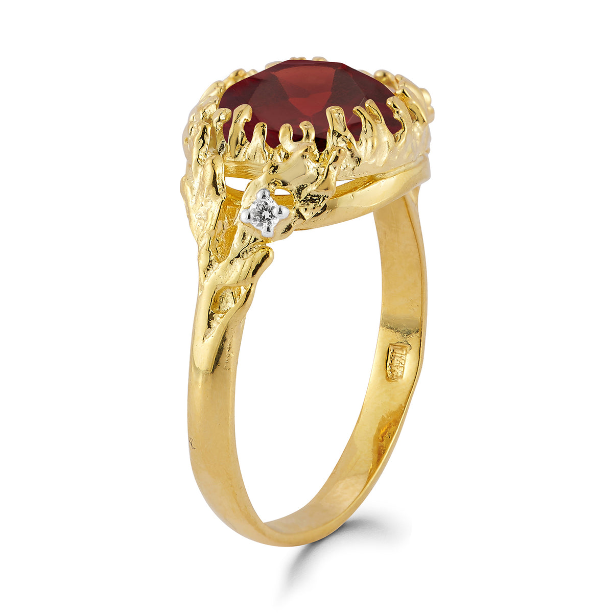 14K Gold 0.03 ct. tw. Diamond & 4.9CT Garnet Cocktail Ring
