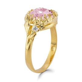 14K Gold 0.03 ct. tw. Diamond & 3.35CT Rose Quartz Cocktail Ring