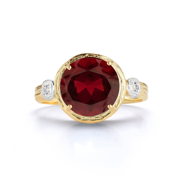 14K Gold 0.03 ct. tw. Diamond & 5.4CT Garnet Ring