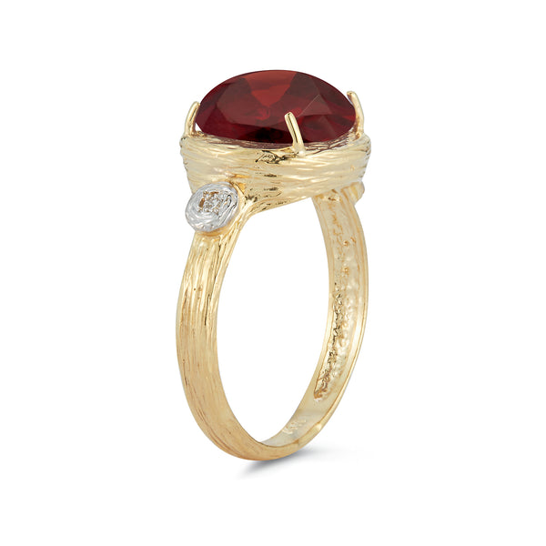 14K Gold 0.03 ct. tw. Diamond & 5.4CT Garnet Ring