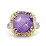 14K Gold 0.03 ct. tw. Diamond & 12mm 6.0CT Amethyst Color Ring