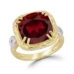 14K Gold 0.03 ct. tw. Diamond & 12mm 8.5CT Garnet Color Ring