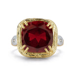 14K Gold 0.03 ct. tw. Diamond & 12mm 8.5CT Garnet Color Ring