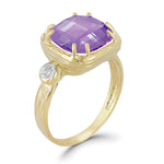 14K Gold 0.03 ct. tw. Diamond & 10mm 3.5CT Amethyst Color Ring