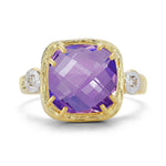 14K Gold 0.03 ct. tw. Diamond & 10mm 3.5CT Amethyst Color Ring