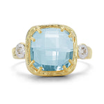 14K Gold 0.03 ct. tw. Diamond & 10mm 4.75CT Blue Topaz Color Ring