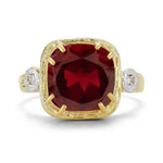 14K Gold 0.03 ct. tw. Diamond & 10mm 5.4CT Garnet Color Ring