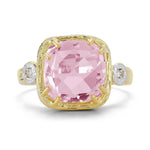 14K Gold 0.03 ct. tw. Diamond & 10mm 3.4CT Rose Quartz Color Ring