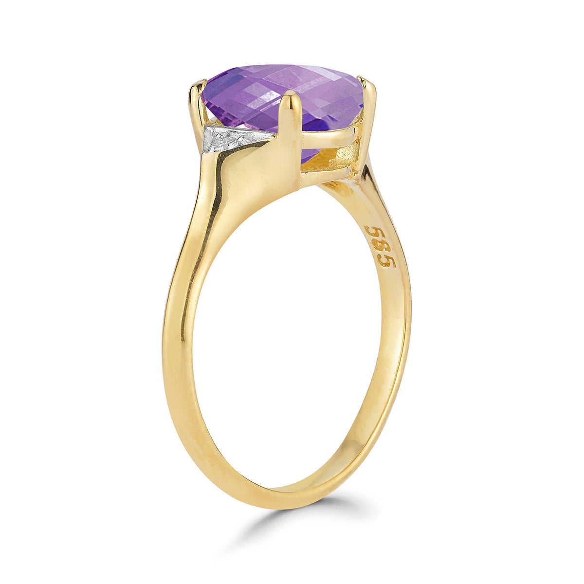 14K Gold 0.05 ct. tw. Diamond & 5.35CT Amethyst Cocktail Ring