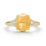 14K Gold 0.05 ct. tw. Diamond & 4.75CT Citrine Cocktail Ring